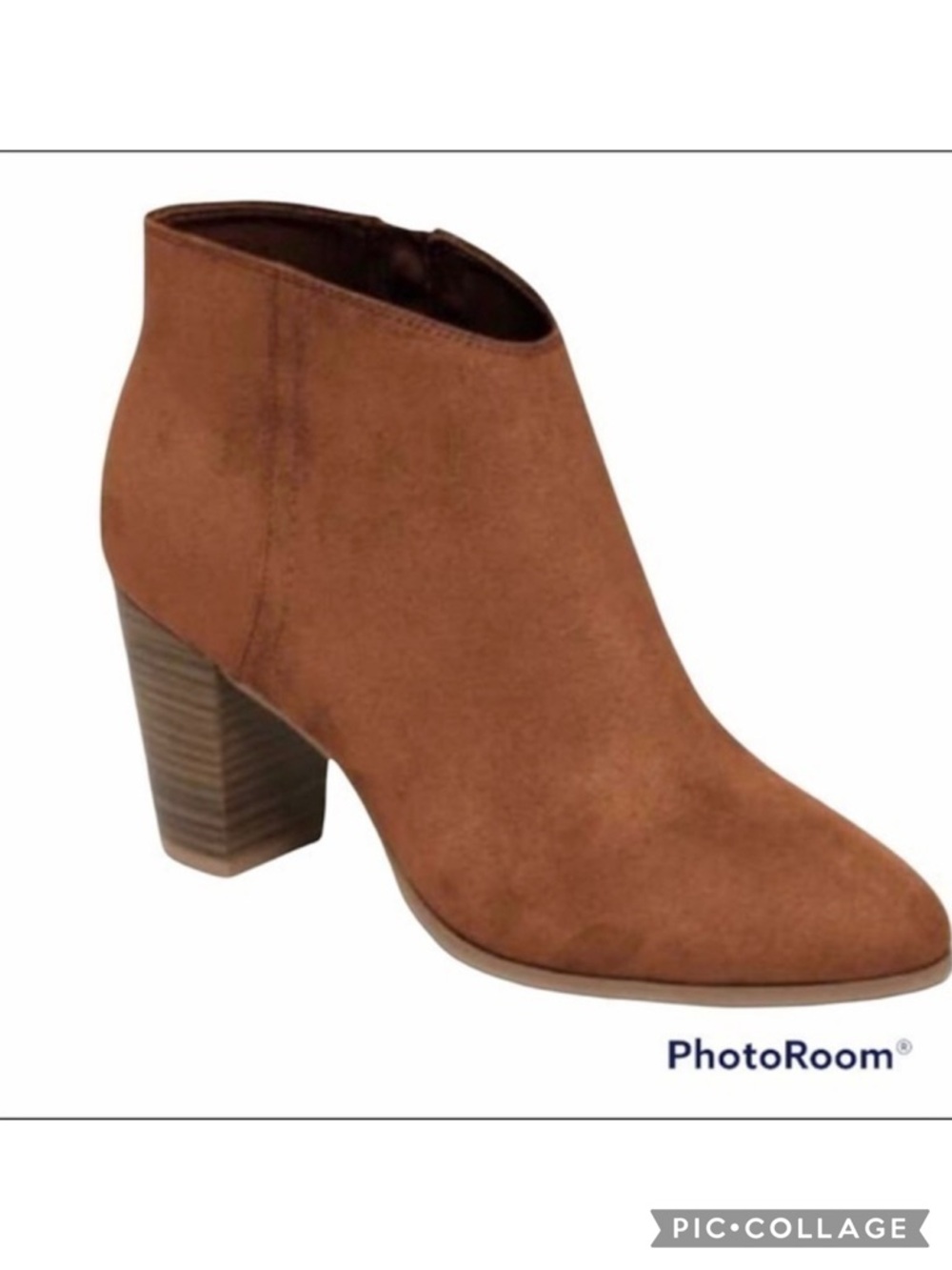 Old Navy Cognac Brown Faux Suede Ankle Block Heel Booties NWT 10